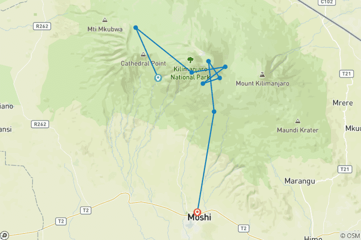 Map of Mt Kilimanjaro 7 Days, 7 Summits: Machame Experience