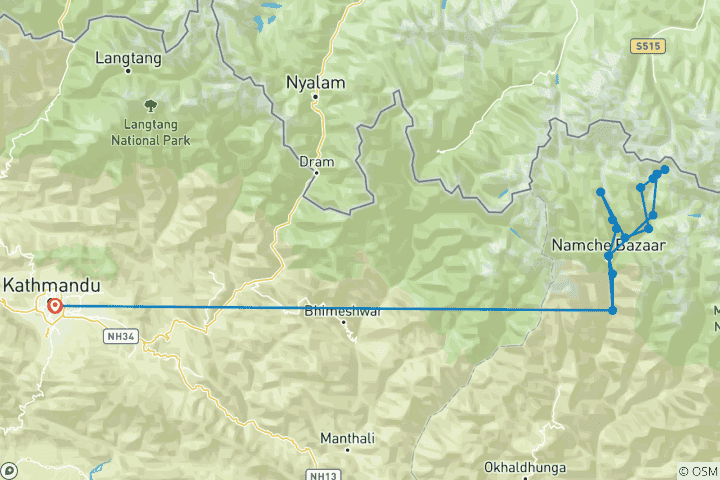 Carte du circuit Trek de Gokyo - Bonus : Trek EBC