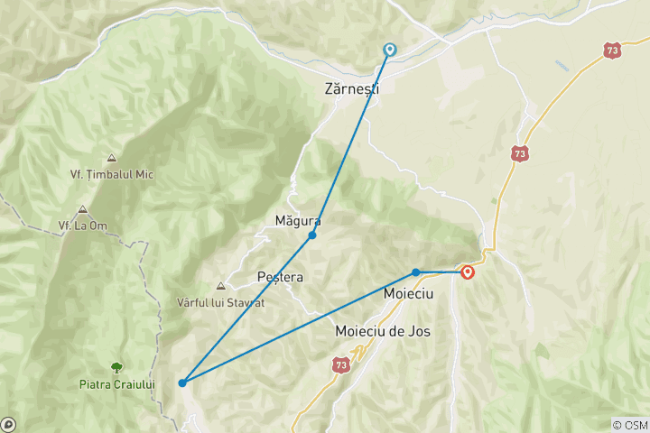 Map of Walk in the Carpathian Mountains Self Guided