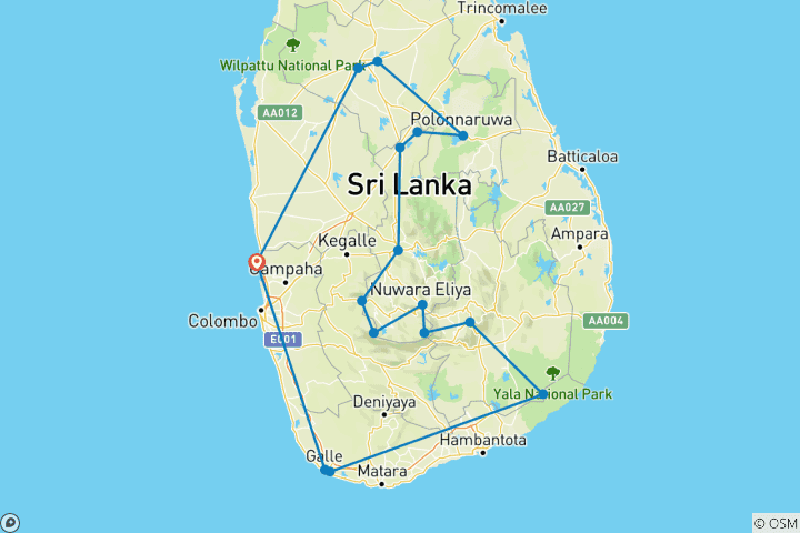 Kaart van Verken Sri Lanka