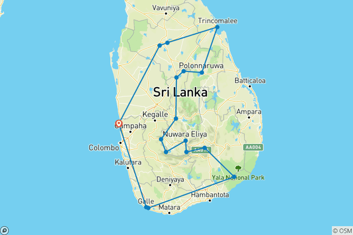Karte von Sri Lanka Entdeckungsreise