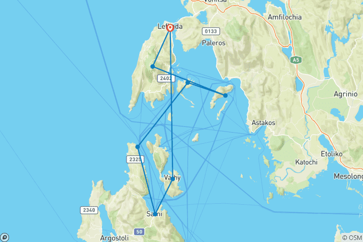 Mapa de Yoga en Grecia - mar Jónico