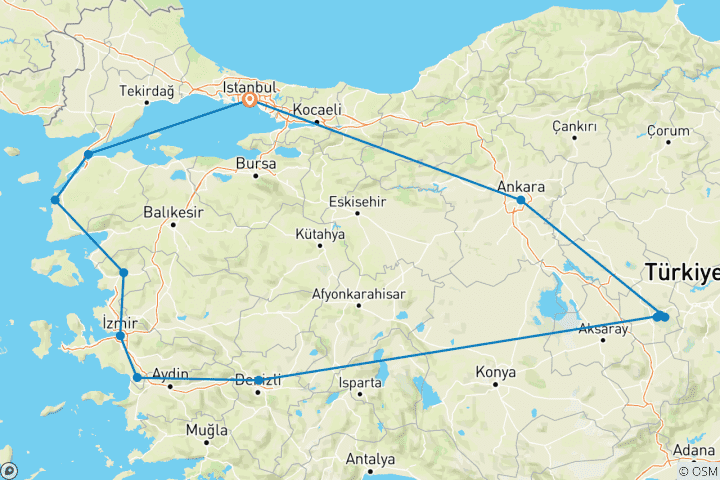 Carte du circuit Civilisations d'Anatolie - 10 jours (petit groupe)
