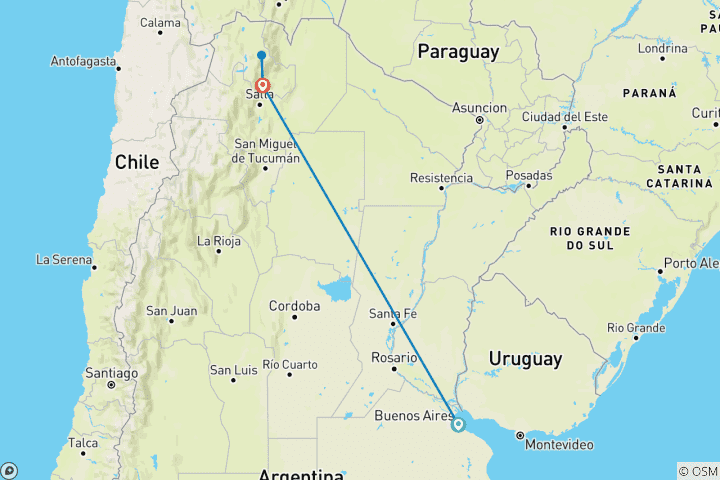 Map of Argentina: Buenos Aires & Jujuy - 5 days