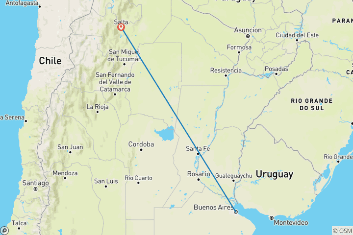 Mapa de Argentina: Buenos Aires y Salta - 5 días