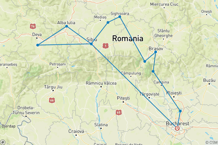 Map of In the footsteps of Count Dracula - Escorted tour