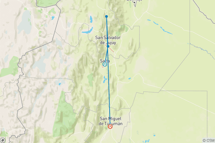 Map of Argentina: Salta, Jujuy & Tucumán - 7 days