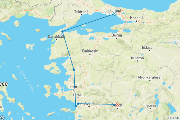 Mapa de Explorador de Turquía occidental - 6 días