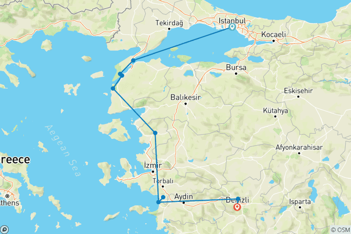 Carte du circuit Exploration de la Turquie occidentale - 6 jours