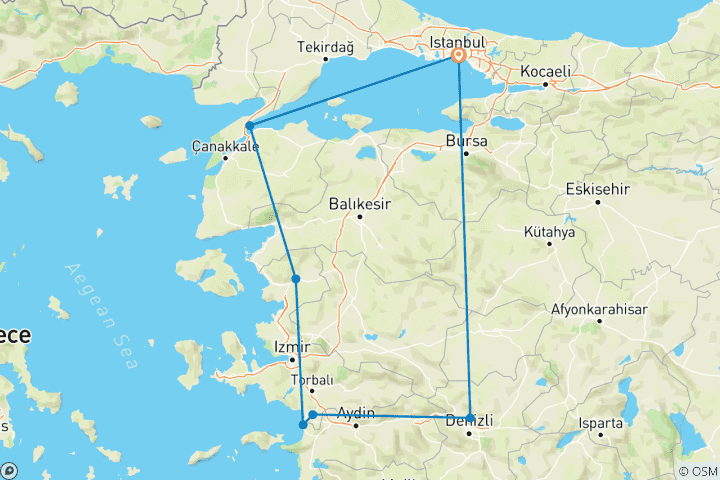 Map of Western Turkey Explorer - 6 Days