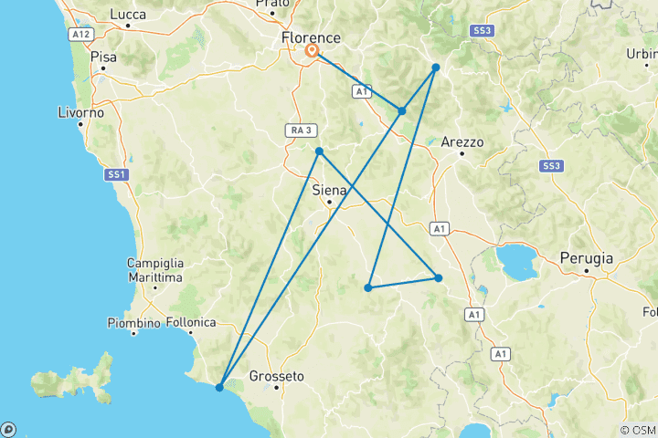 Map of Tour of Tuscany with the locals