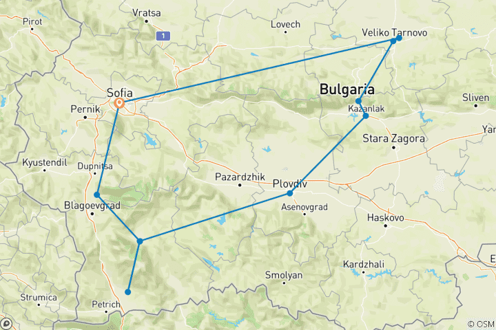 Map of Self Drive tour: Explore the Best of Bulgaria