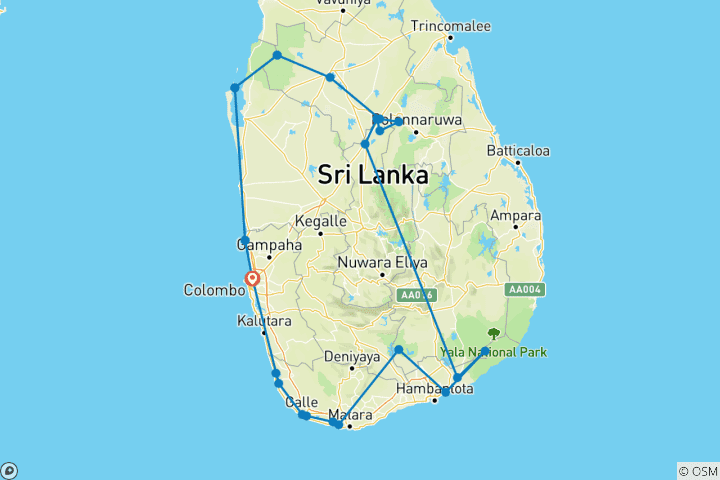 Carte du circuit Faune et nature du Sri Lanka - 1