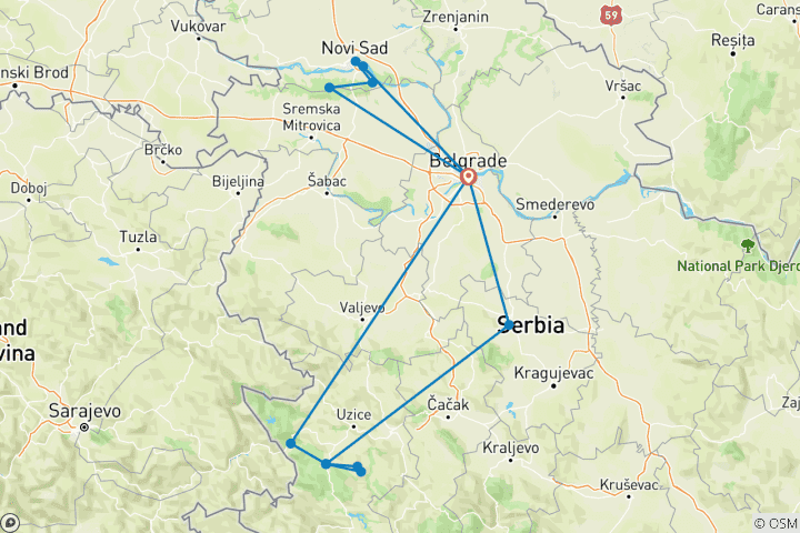 Carte du circuit Découvrez la Serbie