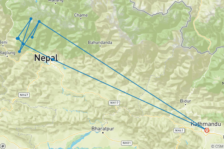 Map of Annapurna Base Camp Trek