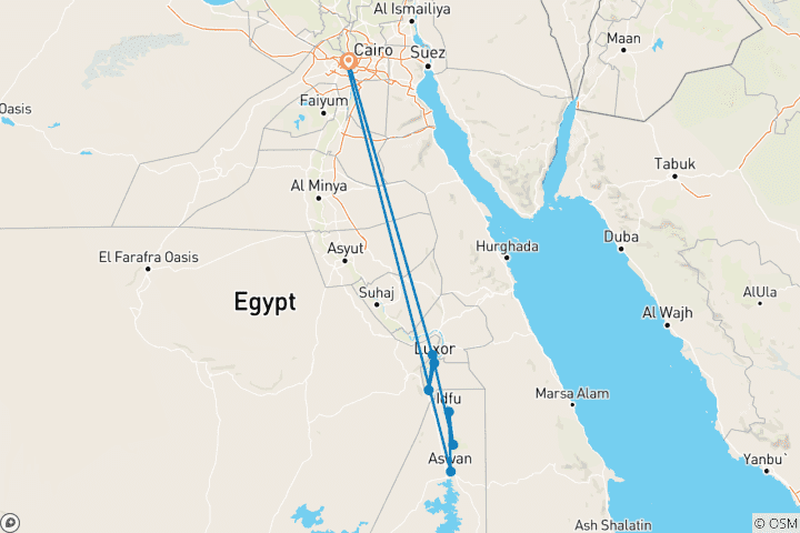 Map of 8 Days Nile Jewel, Cairo & Nile Cruise (Superior Hotels)