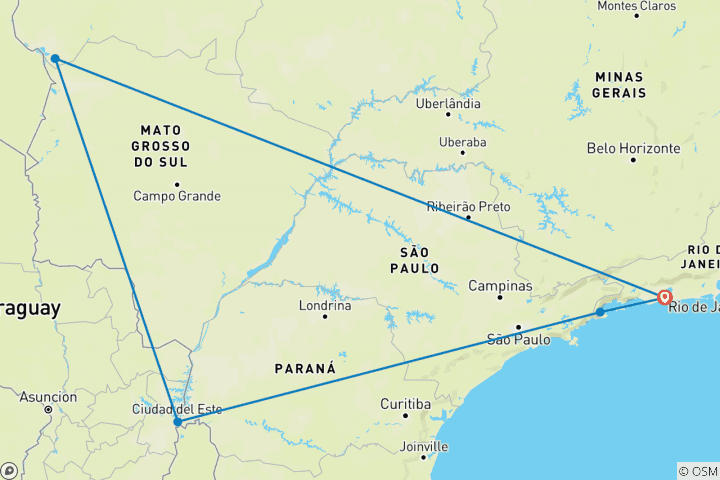 Carte du circuit Merveilles naturelles du Brésil - 12 jours