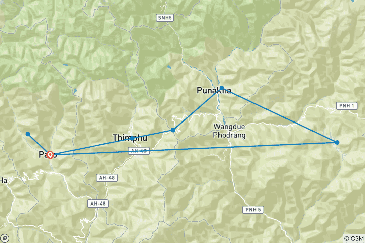 Map of Explore the Hidden Kingdom of Bhutan