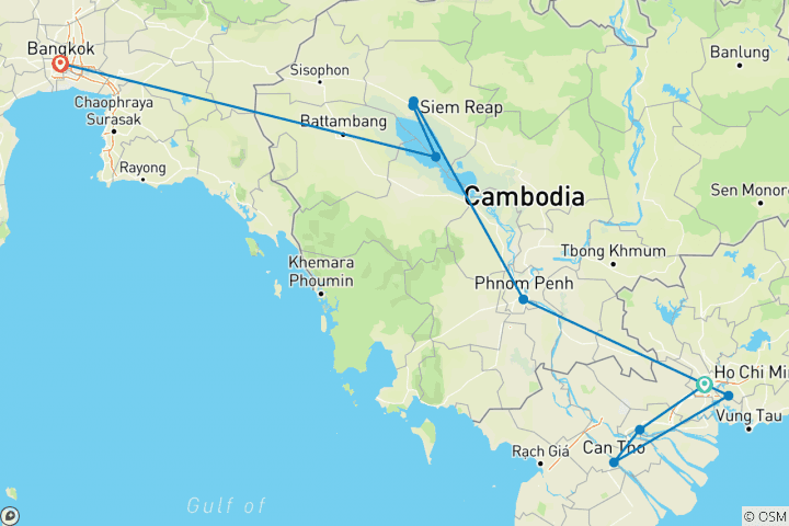 Map of Saigon to Bangkok - 11 days