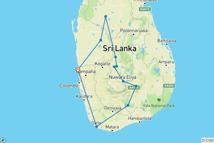 Map of Essentials of Sri Lanka  (Free Upgrade Private tour for two paying clients or more available)