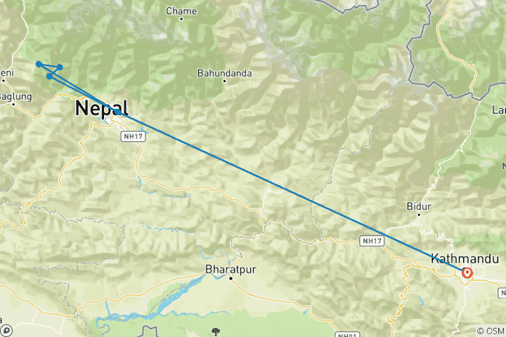 Karte von Poon Hill Trekking Privatreise Führer (ab Kathmandu)