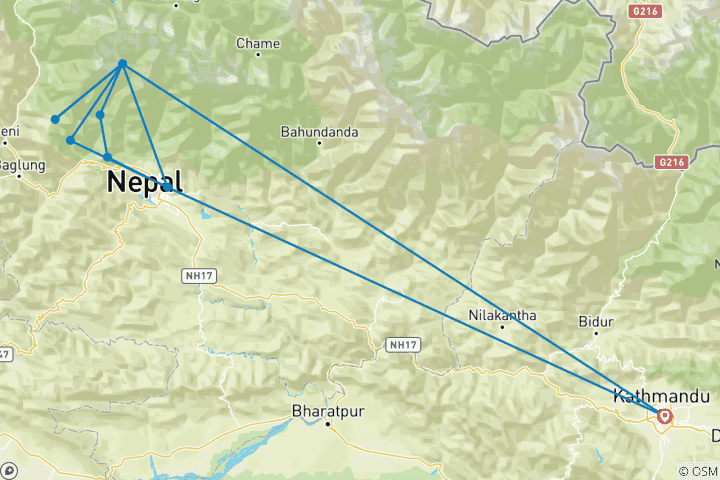 Map of Annapurna Skyline Trek - Nepal