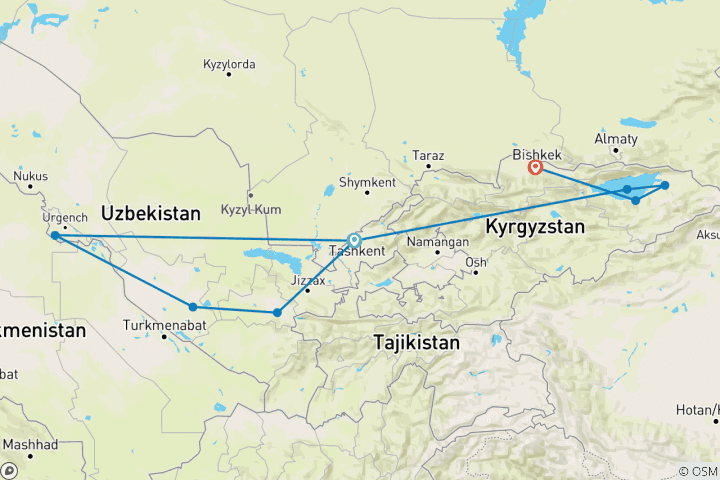 Mapa de El colorido Uzbekistán
