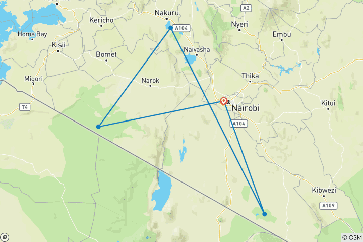 Map of 6 Days  Kenya Budget  Small Group  Safari 2025