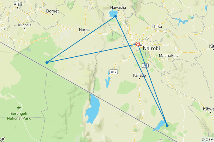 Map of Amboseli & Masai Mara Budget Safari By 4x4 Jeep