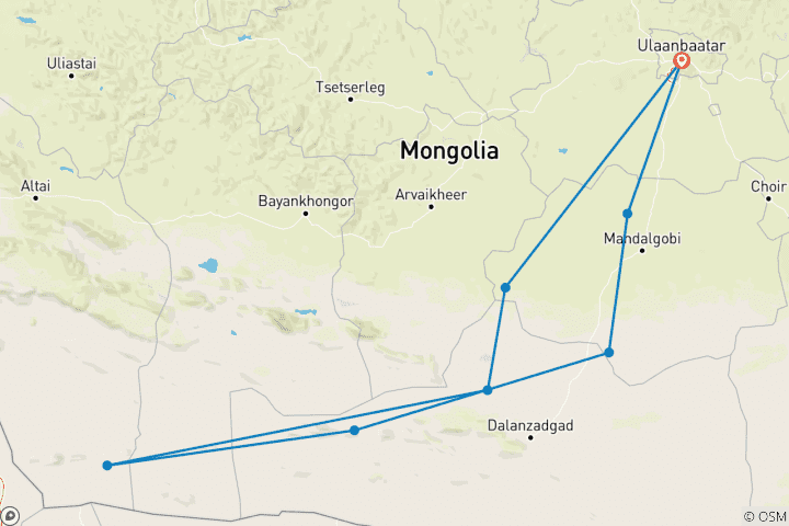 Map of Gobi Desert & Jeep Safari In Mongolia