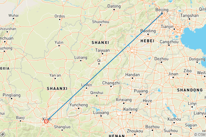 Map of 6 Days Tour to Beijing / Xian