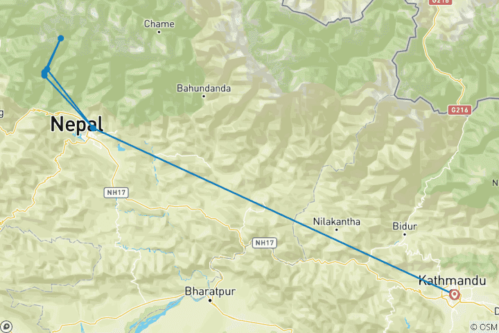 Kaart van Annapurna Basiskamp Trek - Gedetailleerde gids, kosten & duur - 12 dagen
