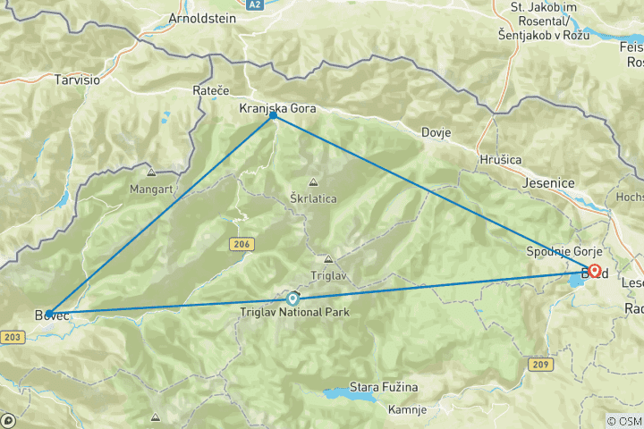 Carte du circuit Semaine de l'aventure en Slovénie