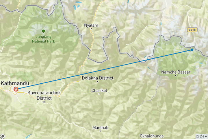 Map of Mountain Flight Tour From Kathmandu