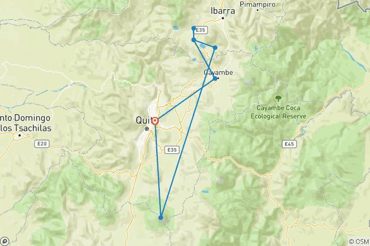 Mapa de Ecuador Haciendas de lujo 8 días