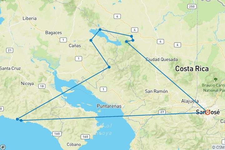 Carte du circuit Escapade familiale au Costa Rica