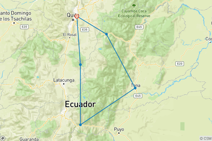 Map of Ecuador Family  8 Days Tour