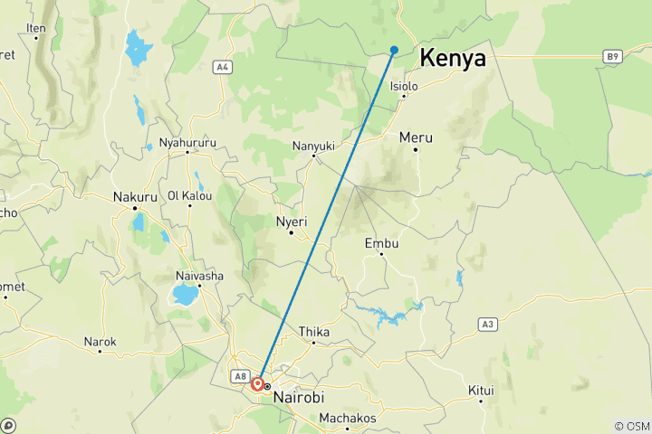 Map of 3 Days Samburu private tour