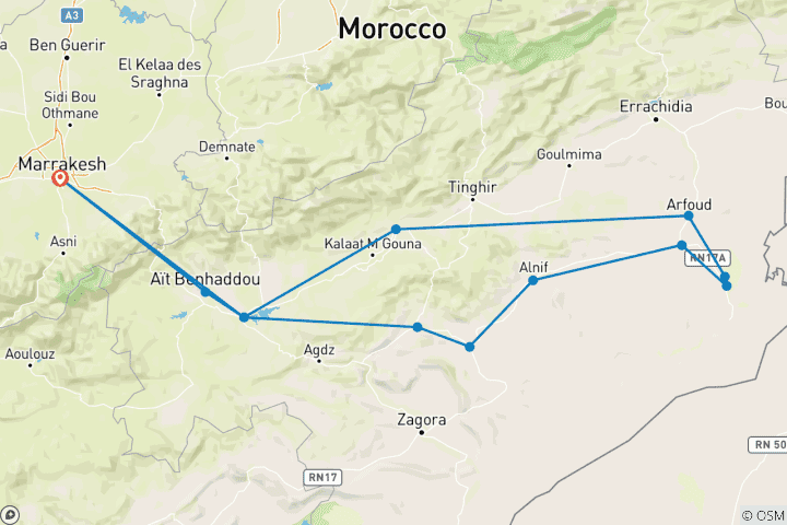 Carte du circuit Expérience des dunes et du désert, visite privée