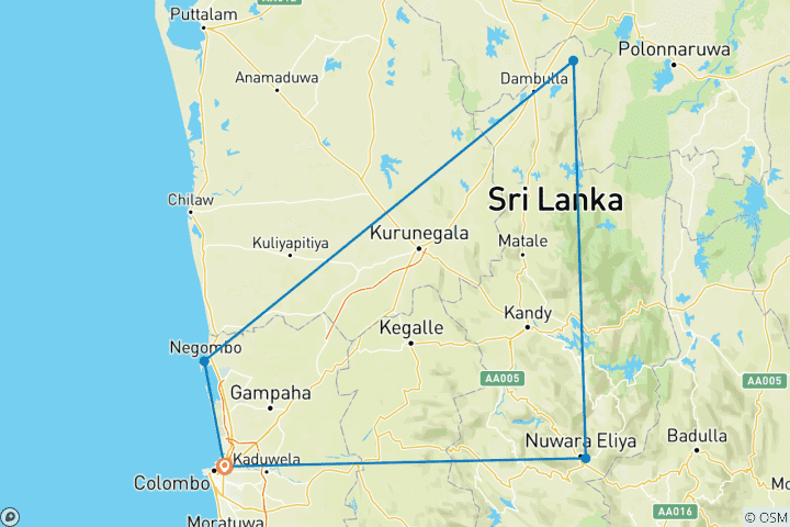 Kaart van Sri Lanka in Stijl - 5 dagen