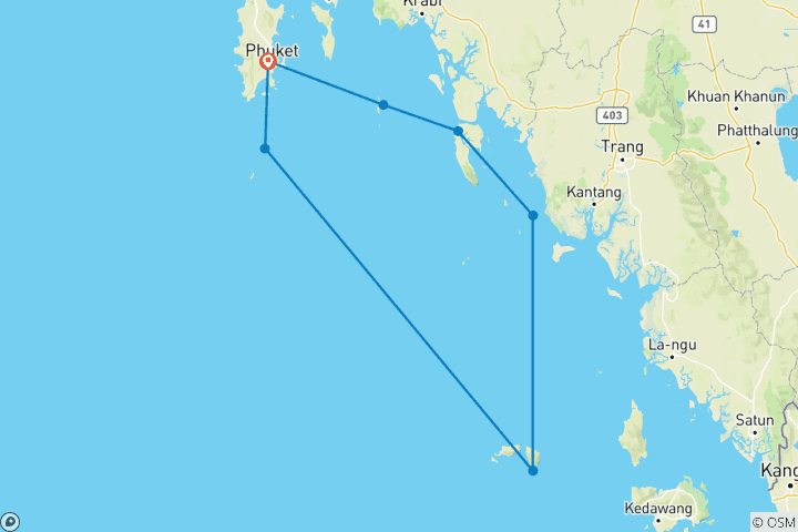 Map of Sailing flotilla in catamaran: 2025 NYE in Thailand