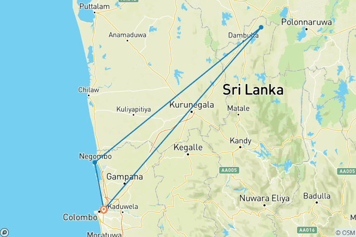 Map of Sigiriya Excursion - 3 Days