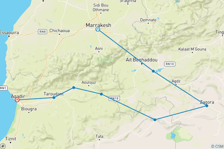 Map of Sahara and South, Private tour
