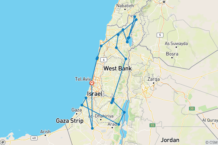 Map of Highlights of the Holy Land Best Experience - 8 Days