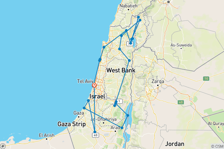 Map of Highlights of the Holy Land Best Experience - 8 Days