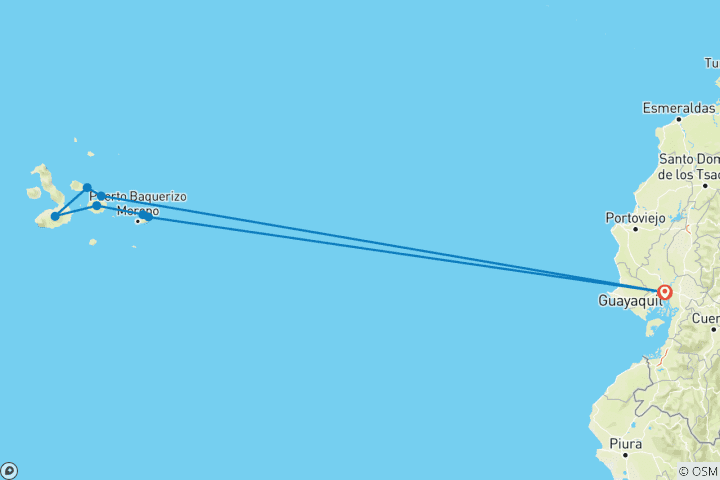 Map of Galapagos Affordable 8 Days Tour