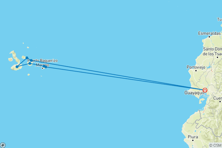 Map of Galapagos Affordable 8 Days Tour
