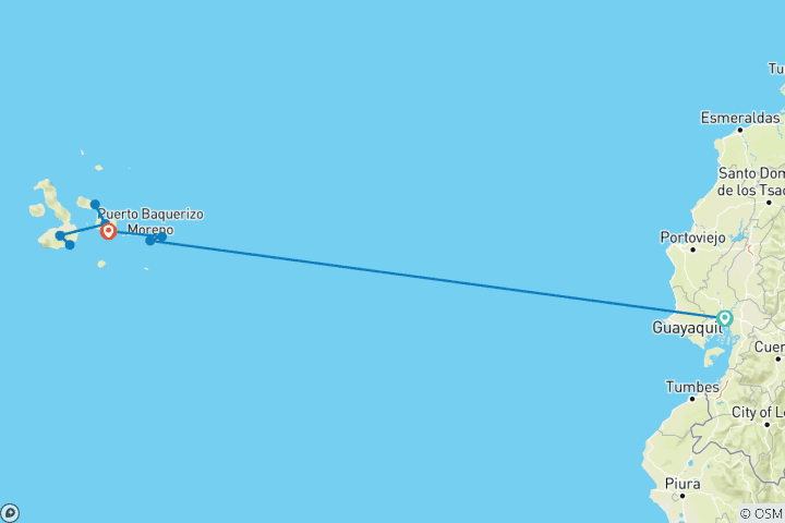 Carte du circuit Les Galápagos à prix abordable : Santa Cruz, Isabela & San Cristobal 8 jours