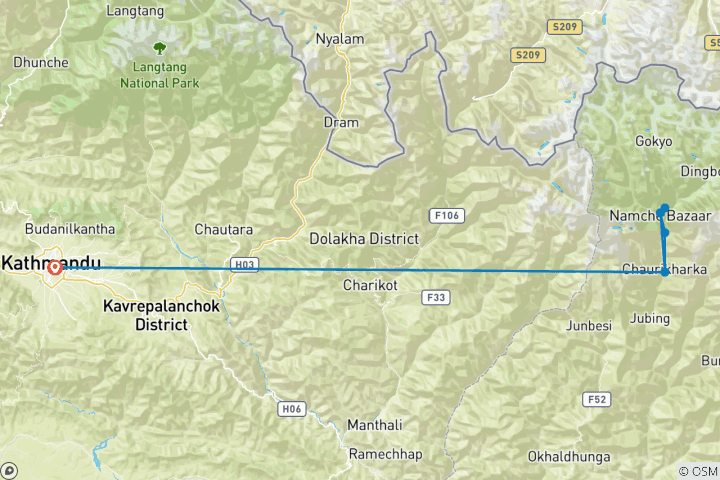 Carte du circuit Trek du panorama de l'Everest