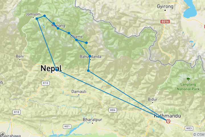 Map of Tilicho Lake Trekking